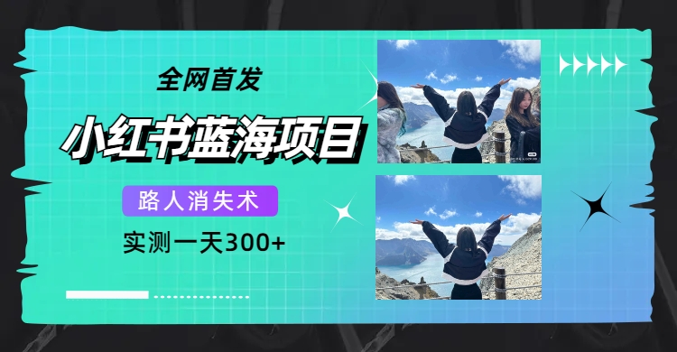 全网首发，小红书蓝海项目，路人消失术，实测一天300+（教程+工具）去创吧-网创项目资源站-副业项目-创业项目-搞钱项目黑蛋搞钱