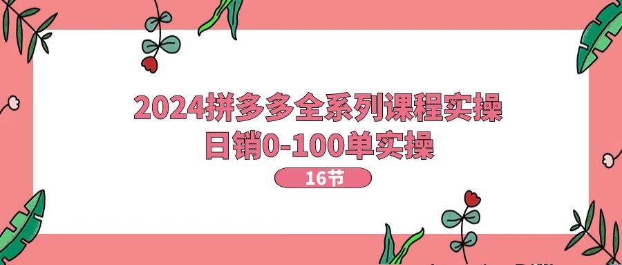 2024拼多多全系列课程实操，日销0-100单实操【16节课】去创吧-网创项目资源站-副业项目-创业项目-搞钱项目黑蛋搞钱