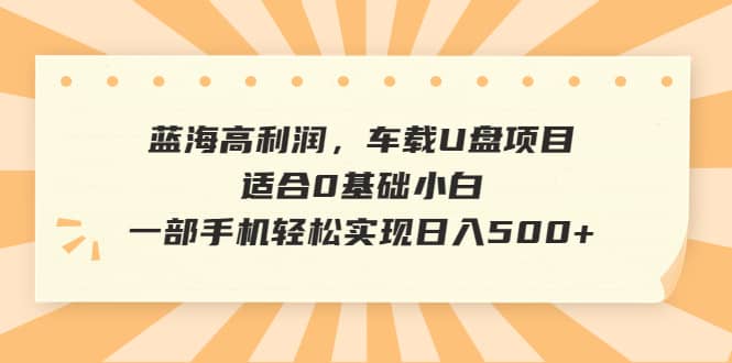 蓝海高利润，车载U盘项目，适合0基础小白，一部手机轻松实现日入500+去创吧-网创项目资源站-副业项目-创业项目-搞钱项目黑蛋搞钱
