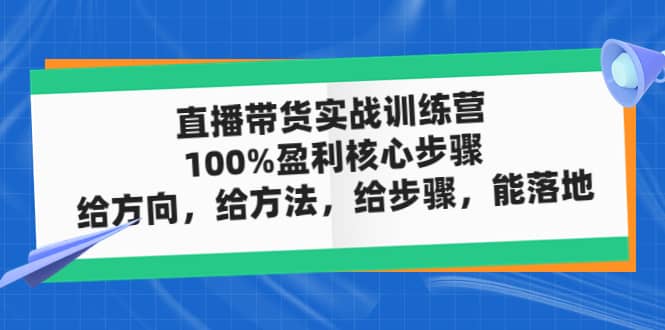 直播带货实战训练营：100%盈利核心步骤，给方向，给方法，给步骤，能落地去创吧-网创项目资源站-副业项目-创业项目-搞钱项目黑蛋搞钱