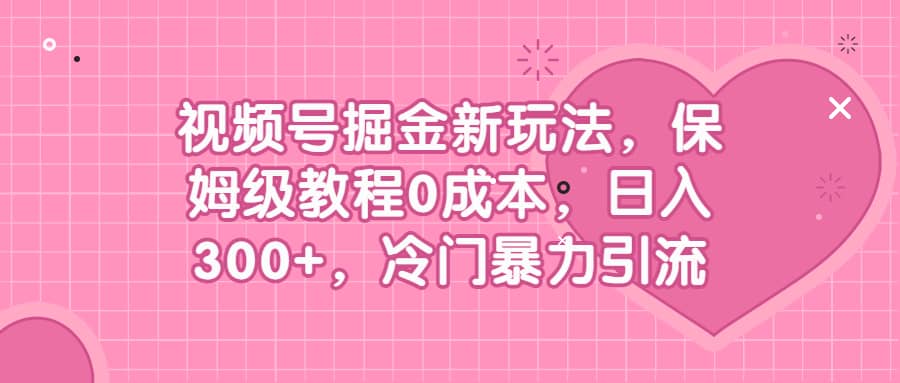 视频号掘金新玩法，保姆级教程0成本，日入300+，冷门暴力引流去创吧-网创项目资源站-副业项目-创业项目-搞钱项目黑蛋搞钱
