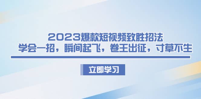2023爆款短视频致胜招法，学会一招，瞬间起飞，卷王出征，寸草不生去创吧-网创项目资源站-副业项目-创业项目-搞钱项目黑蛋搞钱