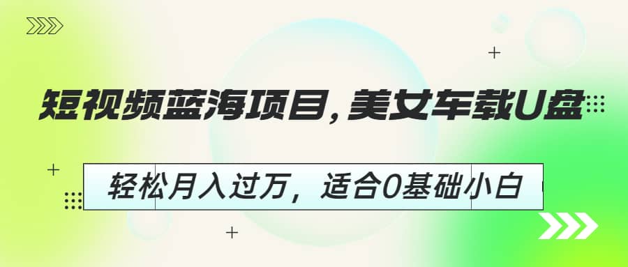 短视频蓝海项目，美女车载U盘，轻松月入过万，适合0基础小白去创吧-网创项目资源站-副业项目-创业项目-搞钱项目黑蛋搞钱