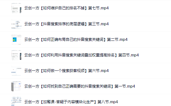 云创一方2022抖音SEO系列课程，教你如何快速上抖音搜索排名第一去创吧-网创项目资源站-副业项目-创业项目-搞钱项目黑蛋搞钱