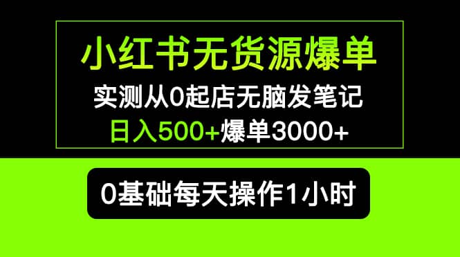 小红书无货源爆单 实测从0起店无脑发笔记爆单3000+长期项目可多店去创吧-网创项目资源站-副业项目-创业项目-搞钱项目黑蛋搞钱