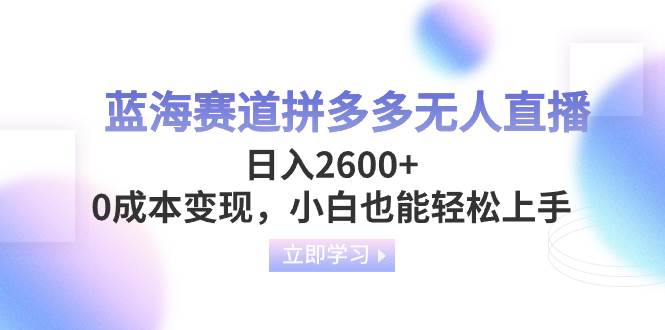 蓝海赛道拼多多无人直播，日入2600+，0成本变现，小白也能轻松上手去创吧-网创项目资源站-副业项目-创业项目-搞钱项目黑蛋搞钱