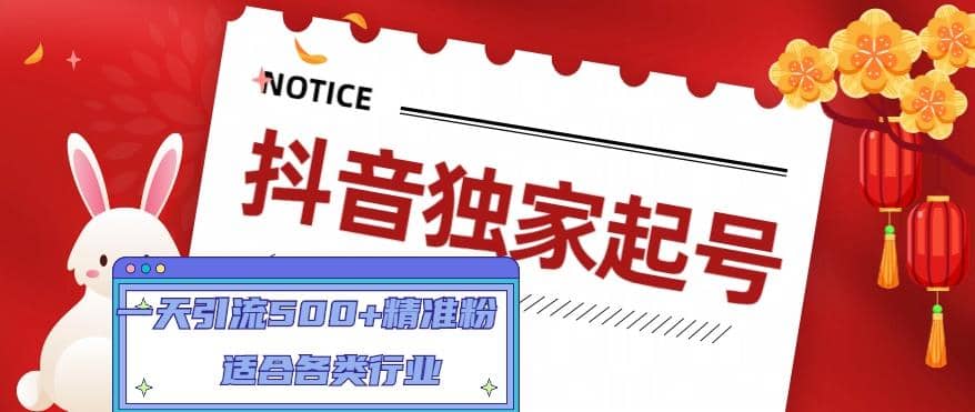 抖音独家起号，适合各类行业（9节视频课）去创吧-网创项目资源站-副业项目-创业项目-搞钱项目黑蛋搞钱
