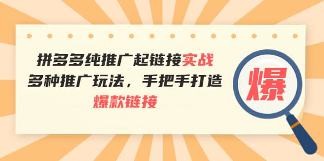 拼多多纯推广起链接实战：多种推广玩法，手把手打造爆款链接去创吧-网创项目资源站-副业项目-创业项目-搞钱项目黑蛋搞钱