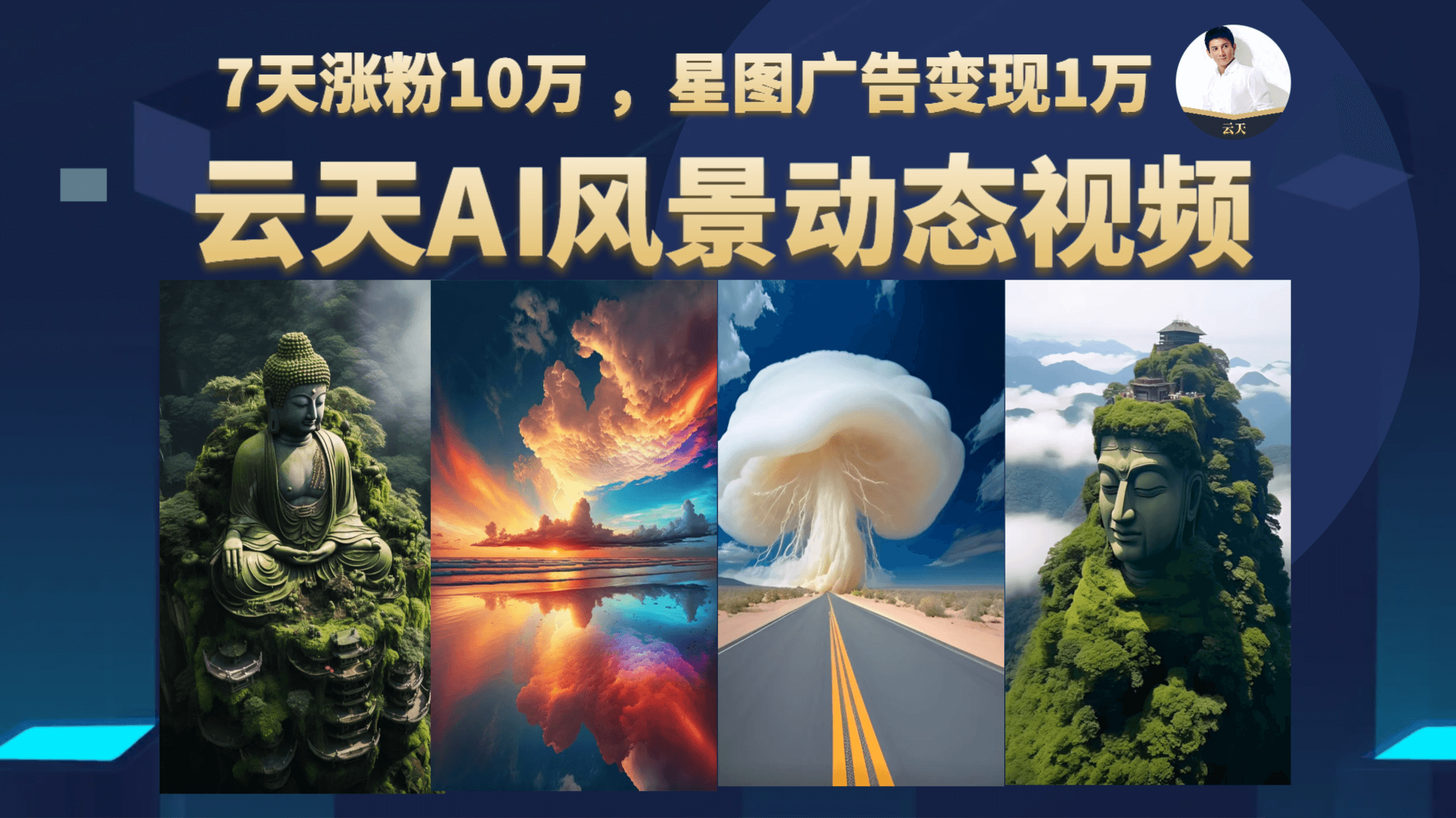 云天AI风景动图视频制作，7天涨粉10万 ，星图广告变现1万去创吧-网创项目资源站-副业项目-创业项目-搞钱项目黑蛋搞钱