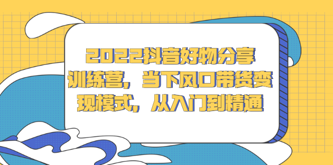 2022抖音好物分享训练营，当下风口带货变现模式，从入门到精通去创吧-网创项目资源站-副业项目-创业项目-搞钱项目黑蛋搞钱