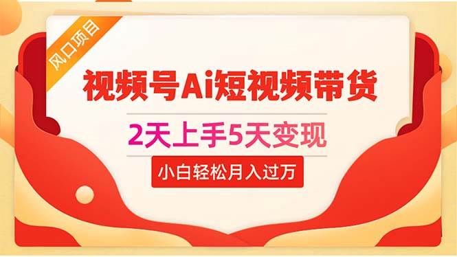 2天上手5天变现视频号Ai短视频带货0粉丝0基础小白轻松月入过万去创吧-网创项目资源站-副业项目-创业项目-搞钱项目黑蛋搞钱
