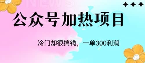 冷门公众号加热项目，一单利润300+去创吧-网创项目资源站-副业项目-创业项目-搞钱项目黑蛋搞钱