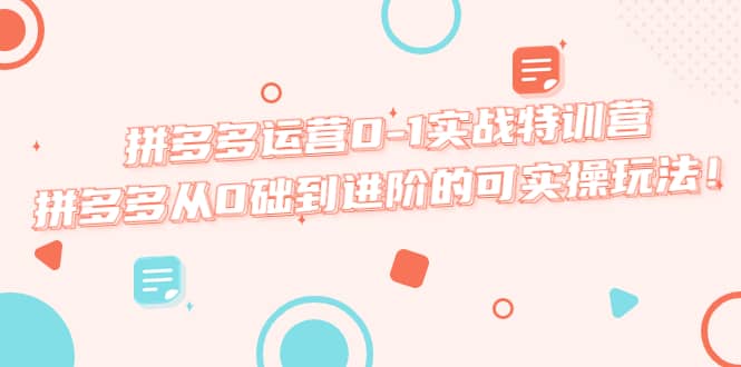 拼多多运营0-1实战特训营，拼多多从0础到进阶的可实操玩法去创吧-网创项目资源站-副业项目-创业项目-搞钱项目黑蛋搞钱