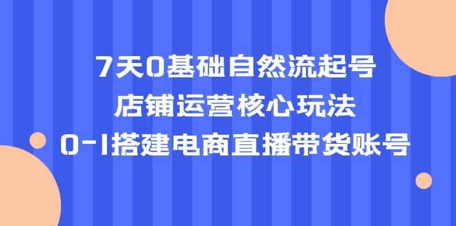 7天0基础自然流起号，店铺运营核心玩法，0-1搭建电商直播带货账号去创吧-网创项目资源站-副业项目-创业项目-搞钱项目黑蛋搞钱