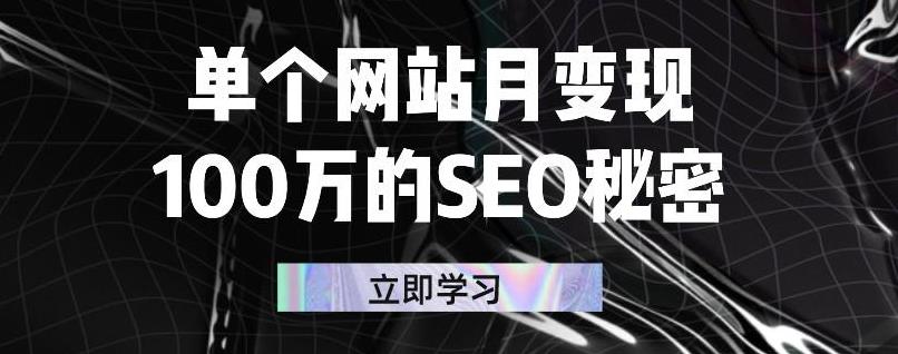单个网站月变现100万的SEO秘密，百分百做出赚钱站点去创吧-网创项目资源站-副业项目-创业项目-搞钱项目黑蛋搞钱