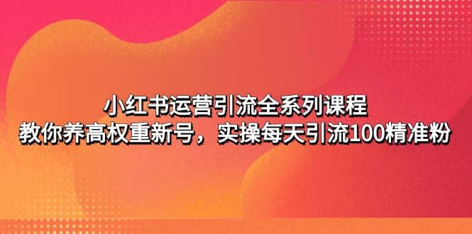 小红书运营引流全系列课程：教你养高权重新号去创吧-网创项目资源站-副业项目-创业项目-搞钱项目黑蛋搞钱