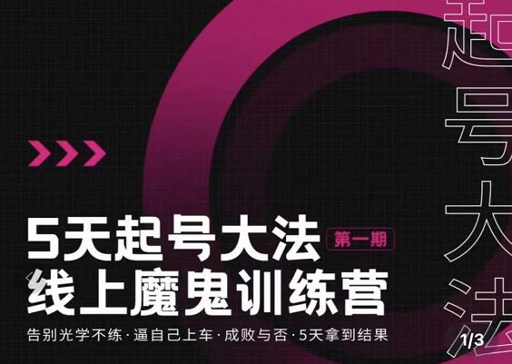五天起号魔鬼训练营，告别光学不练，逼自己上车，成败与否，5天拿到结果去创吧-网创项目资源站-副业项目-创业项目-搞钱项目黑蛋搞钱