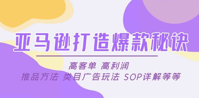 亚马逊打造爆款秘诀：高客单 高利润 推品方法 类目广告玩法 SOP详解等等去创吧-网创项目资源站-副业项目-创业项目-搞钱项目黑蛋搞钱