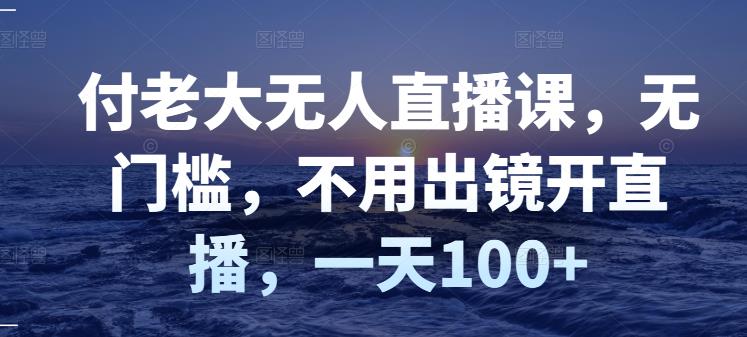 付老大无人直播课，无门槛，不用出镜开直播，一天100+去创吧-网创项目资源站-副业项目-创业项目-搞钱项目黑蛋搞钱