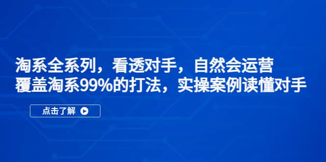 淘系全系列，看透对手，自然会运营，覆盖淘系99%·打法，实操案例读懂对手去创吧-网创项目资源站-副业项目-创业项目-搞钱项目黑蛋搞钱