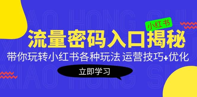 小红书流量密码入口揭秘：带你玩转小红书各种玩法 运营技巧+优化去创吧-网创项目资源站-副业项目-创业项目-搞钱项目黑蛋搞钱
