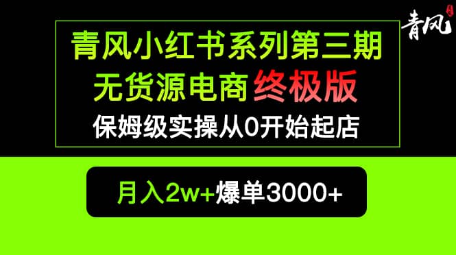 小红书无货源电商爆单终极版【视频教程+实战手册】保姆级实操从0起店爆单去创吧-网创项目资源站-副业项目-创业项目-搞钱项目黑蛋搞钱