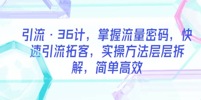 引流·36计，掌握流量密码，快速引流拓客，实操方法层层拆解，简单高效去创吧-网创项目资源站-副业项目-创业项目-搞钱项目黑蛋搞钱