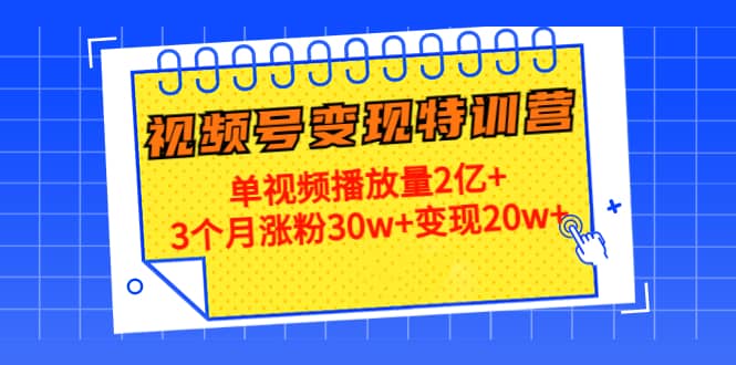 20天视频号变现特训营：单视频播放量2亿+去创吧-网创项目资源站-副业项目-创业项目-搞钱项目黑蛋搞钱