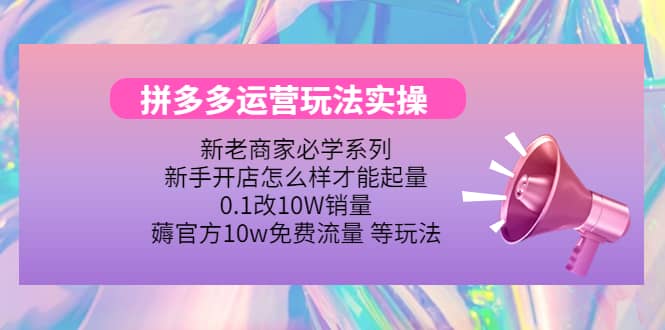 多多运营玩法实操去创吧-网创项目资源站-副业项目-创业项目-搞钱项目黑蛋搞钱