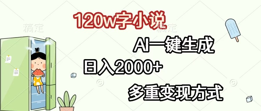 120w字小说，AI一键生成，日入2000+，多重变现方式去创吧-网创项目资源站-副业项目-创业项目-搞钱项目黑蛋搞钱