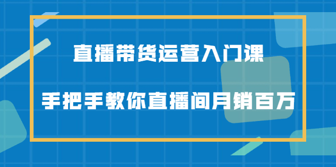 直播带货运营入门课，手把手教你直播间月销百万去创吧-网创项目资源站-副业项目-创业项目-搞钱项目黑蛋搞钱
