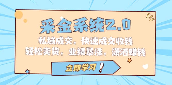 采金 系统2.0，私域成交，快速成交收钱，轻松卖货，业绩暴涨，潇洒赚钱去创吧-网创项目资源站-副业项目-创业项目-搞钱项目黑蛋搞钱