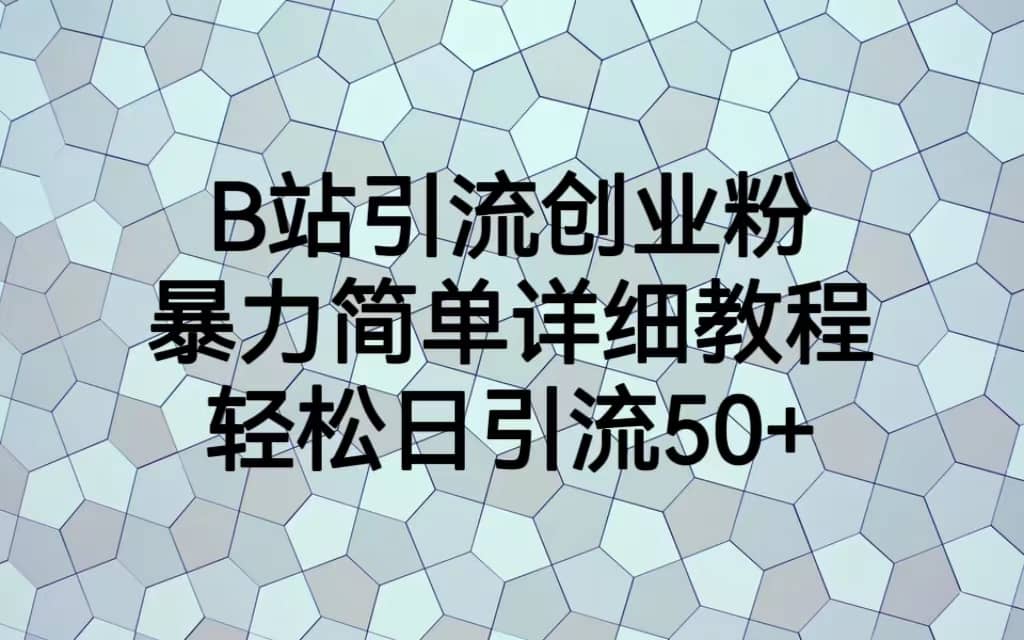 B站引流创业粉，暴力简单详细教程，轻松日引流50+去创吧-网创项目资源站-副业项目-创业项目-搞钱项目黑蛋搞钱