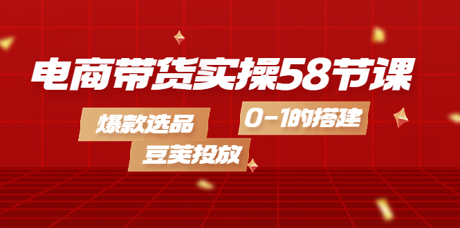 电商带货实操58节课，爆款选品，豆荚投放，0-1的搭建去创吧-网创项目资源站-副业项目-创业项目-搞钱项目黑蛋搞钱