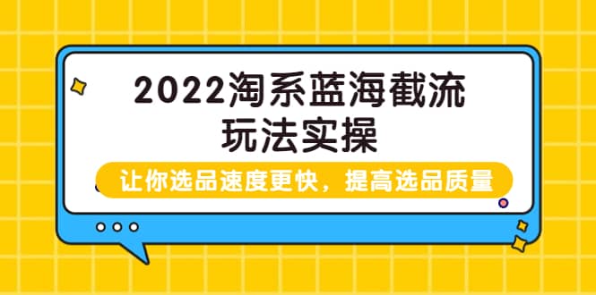 2022淘系蓝海截流玩法实操：让你选品速度更快，提高选品质量（价值599）去创吧-网创项目资源站-副业项目-创业项目-搞钱项目黑蛋搞钱