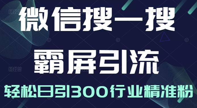 微信搜一搜霸屏引流课，打造被动精准引流系统，轻松日引300行业精准粉【无水印】去创吧-网创项目资源站-副业项目-创业项目-搞钱项目黑蛋搞钱