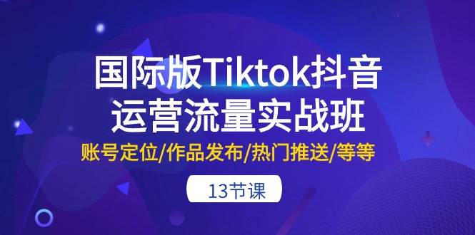 国际版Tiktok抖音运营流量实战班：账号定位/作品发布/热门推送/等等-13节去创吧-网创项目资源站-副业项目-创业项目-搞钱项目黑蛋搞钱