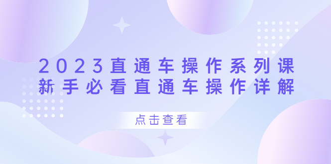 2023直通车操作 系列课，新手必看直通车操作详解去创吧-网创项目资源站-副业项目-创业项目-搞钱项目黑蛋搞钱