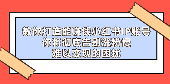 教你打造能赚钱小红书IP账号，了解透彻小红书的真正玩法去创吧-网创项目资源站-副业项目-创业项目-搞钱项目黑蛋搞钱