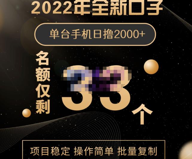 2022年全新口子，手机批量搬砖玩法，一部手机日撸2000+去创吧-网创项目资源站-副业项目-创业项目-搞钱项目黑蛋搞钱