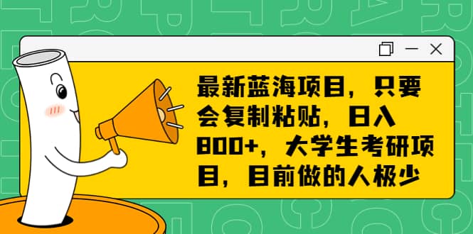 最新蓝海项目，只要会复制粘贴，日入800+，大学生考研项目，目前做的人极少去创吧-网创项目资源站-副业项目-创业项目-搞钱项目黑蛋搞钱