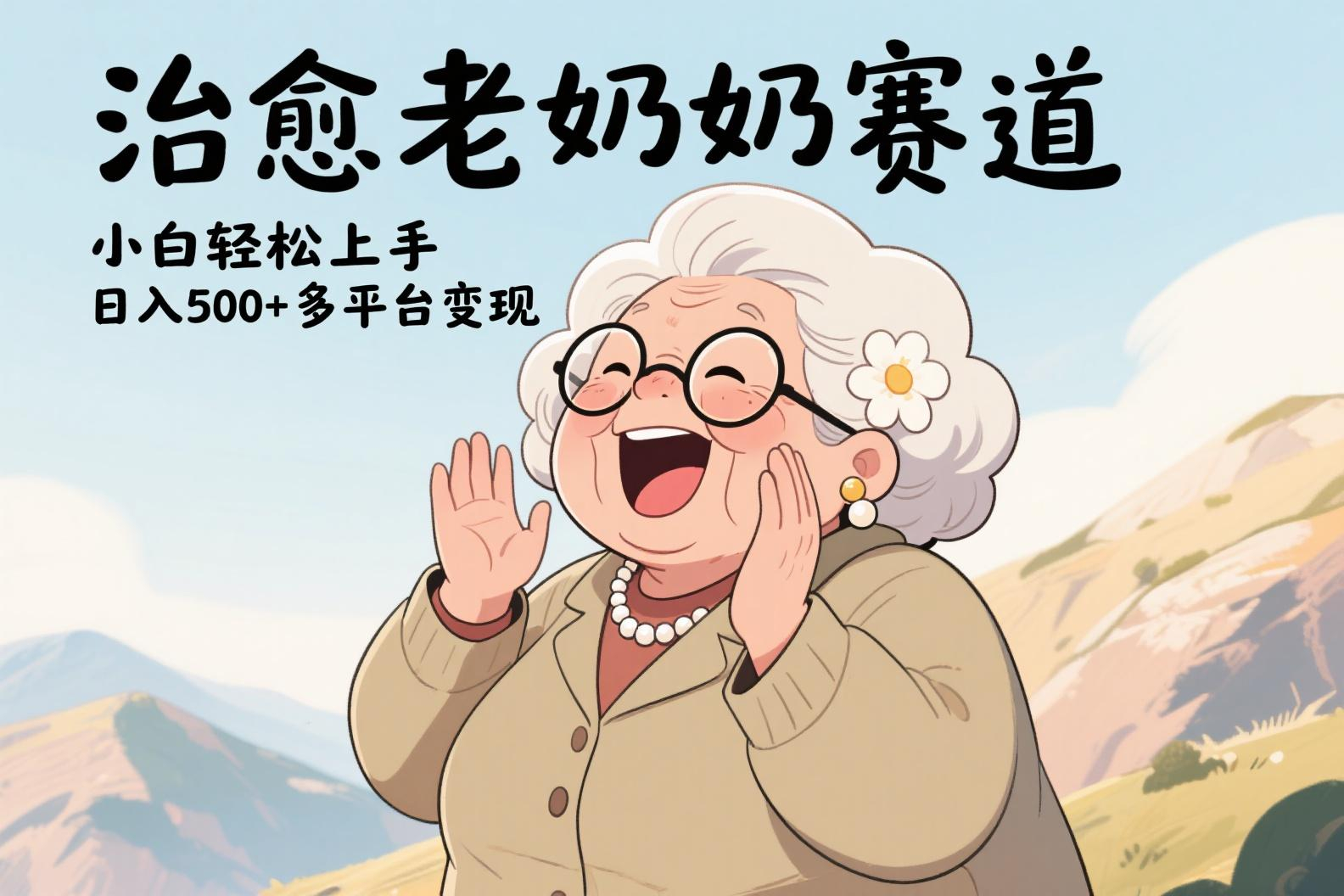 视频号治愈老奶奶赛道，小白轻松上手，日入500+多平台变现去创吧-网创项目资源站-副业项目-创业项目-搞钱项目黑蛋搞钱