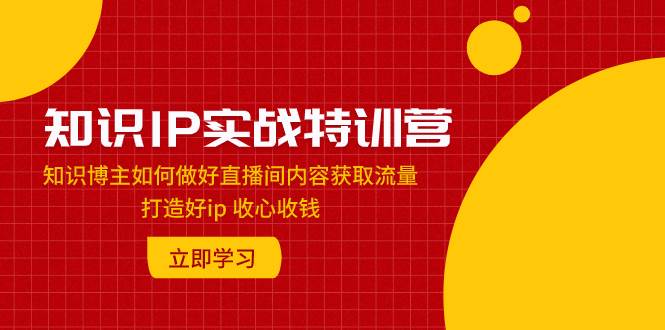知识IP实战特训营：知识博主如何做好直播间内容获取流量 打造好ip 收心收钱去创吧-网创项目资源站-副业项目-创业项目-搞钱项目黑蛋搞钱
