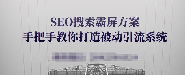 SEO搜索霸屏方案，手把手教你打造被动引流系统【视频课程】去创吧-网创项目资源站-副业项目-创业项目-搞钱项目黑蛋搞钱