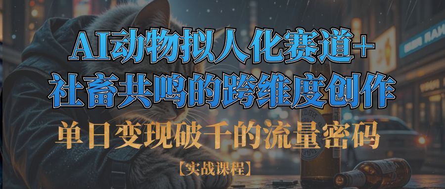 单日变现破千的流量密码,AI动物拟人化赛道+社畜共鸣的跨维度创作去创吧-网创项目资源站-副业项目-创业项目-搞钱项目黑蛋搞钱