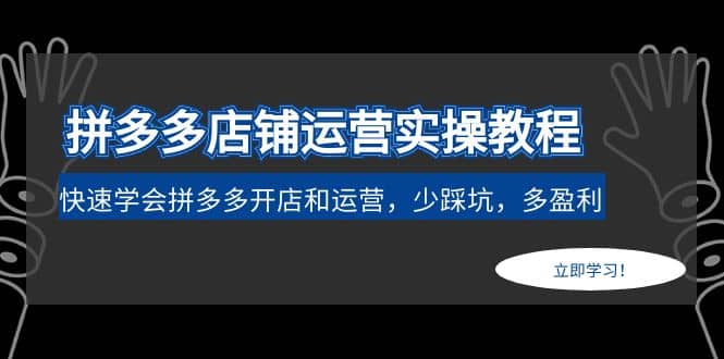 拼多多店铺运营实操教程：快速学会拼多多开店和运营，少踩坑，多盈利去创吧-网创项目资源站-副业项目-创业项目-搞钱项目黑蛋搞钱