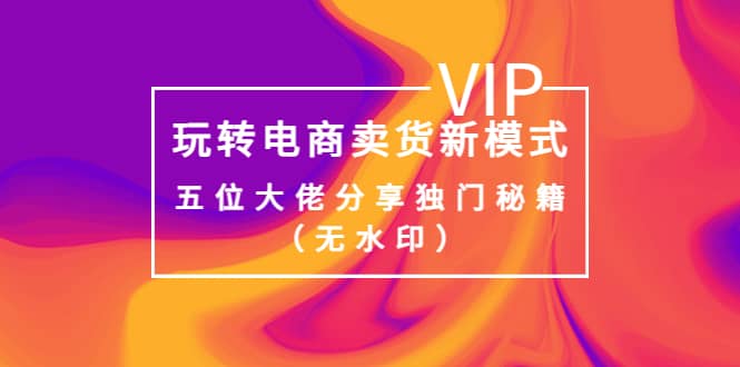 某收费培训：玩转电商卖货新模式，五位大佬分享独门秘籍（无水印）去创吧-网创项目资源站-副业项目-创业项目-搞钱项目黑蛋搞钱