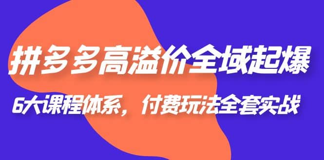 拼多多-高溢价 全域 起爆，6大课程体系，付费玩法全套实战去创吧-网创项目资源站-副业项目-创业项目-搞钱项目黑蛋搞钱