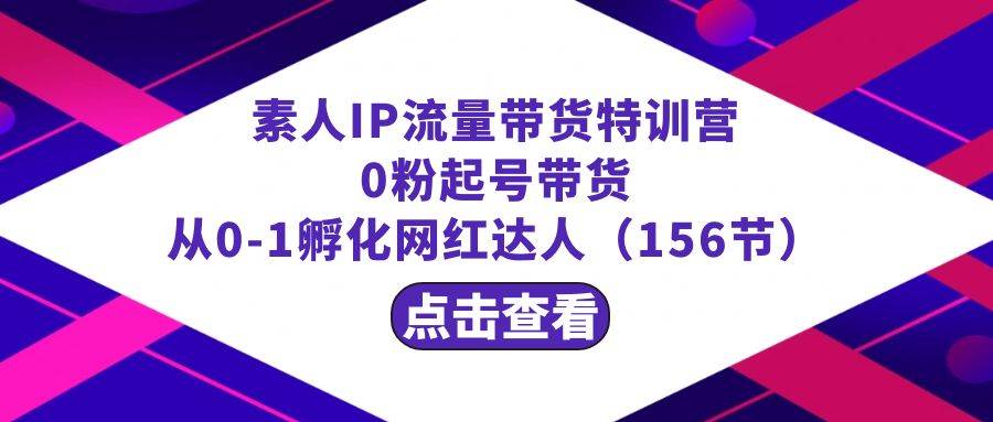 繁星·计划素人IP流量带货特训营：0粉起号带货 从0-1孵化网红达人（156节）去创吧-网创项目资源站-副业项目-创业项目-搞钱项目黑蛋搞钱