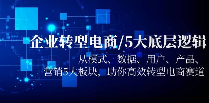 企业转型电商/5大底层逻辑，从模式 数据 用户 产品 营销5大板块，高效转型去创吧-网创项目资源站-副业项目-创业项目-搞钱项目黑蛋搞钱